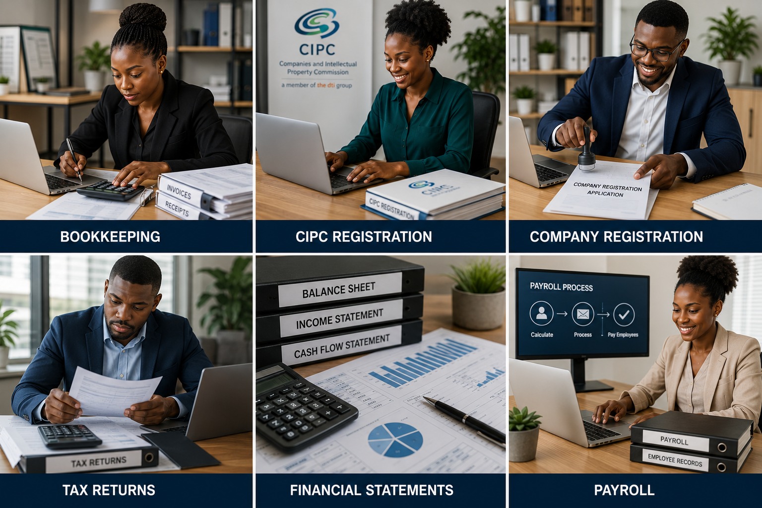 Faranani services: bookkeeping, CIPC registration, company registration, tax returns, financial statements and payroll